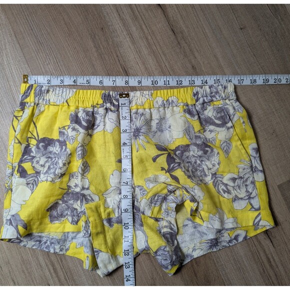 Kut from the Kloth Yellow Floral Linen Shorts Size 8 Pull On Boho 3.5" Inseam - Picture 8 of 9